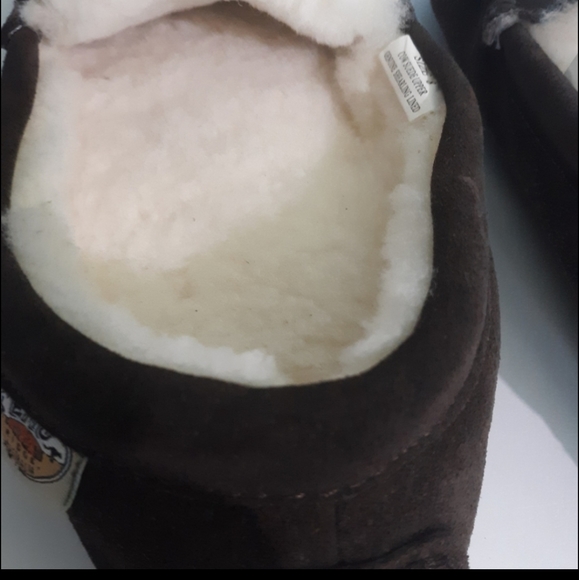 Emu ridge Australia mens cow suede moccasins slippers genuine shearling size 8. - Picture 4 of 8